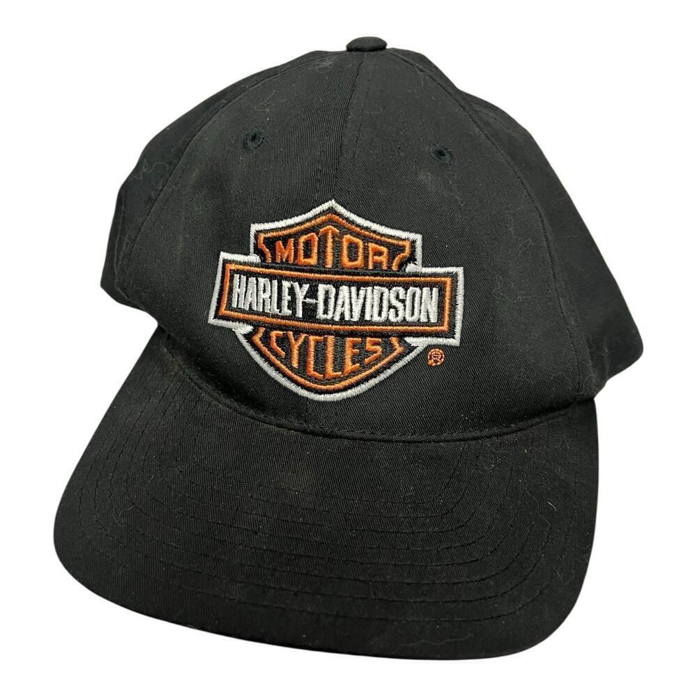 Vintage Harley Davidson American Needle Hat Cap Embroidered Logo Spell Out Logo